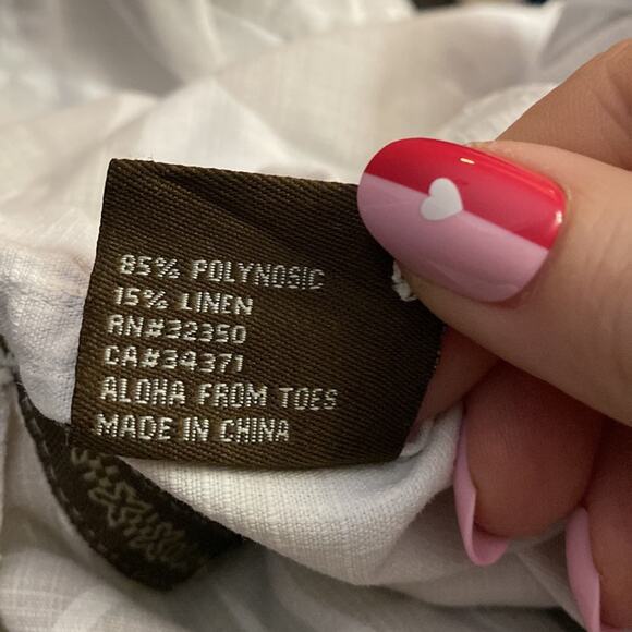 Toes to the Nose Hawaiian shirt grey white mens size large linen blend - Picture 10 of 10